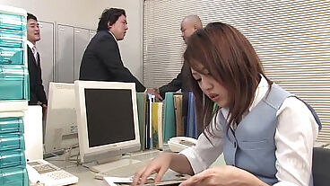 Japanese babe gets fucked in the office